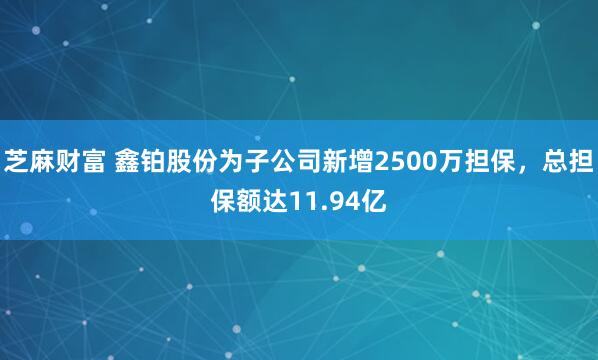 芝麻财富 鑫铂股份为子公司新增2500万担保，总担保额达11.94亿