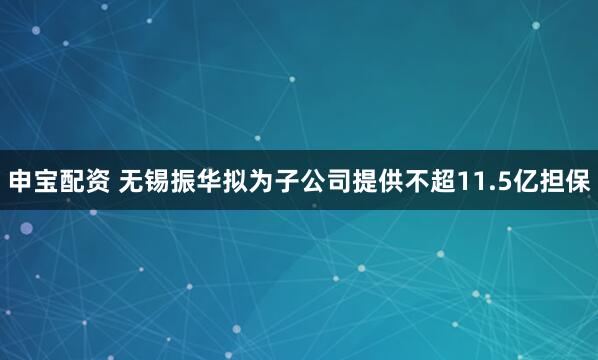 申宝配资 无锡振华拟为子公司提供不超11.5亿担保