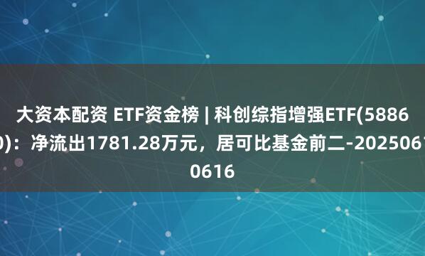大资本配资 ETF资金榜 | 科创综指增强ETF(588670)：净流出1781.28万元，居可比基金前二-20250616