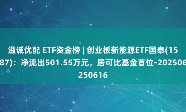 溢诚优配 ETF资金榜 | 创业板新能源ETF国泰(159387)：净流出501.55万元，居可比基金首位-20250616