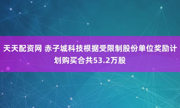 天天配资网 赤子城科技根据受限制股份单位奖励计划购买合共53.2万股