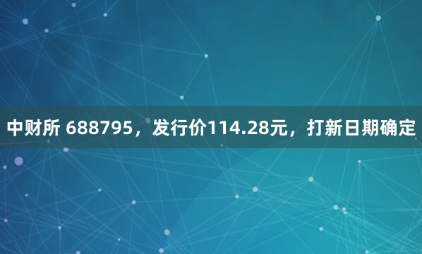 中财所 688795,发行价114.28元,打新日期确定